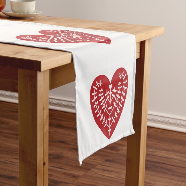 Scandinavian Red Heart Table Runner (In Situ)