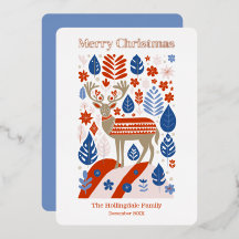 Scandinavian Reindeer Merry Christmas Rose Gold