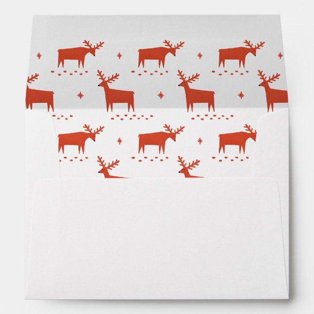 Scandinavian Reindeer Pattern | Red Christmas Envelope (Back (Bottom))