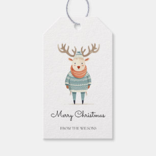 Scandinavian Reindeer Wearing a Sweater Gift Tag