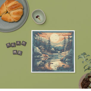 Scandinavian Retro Art mountain home Napkin