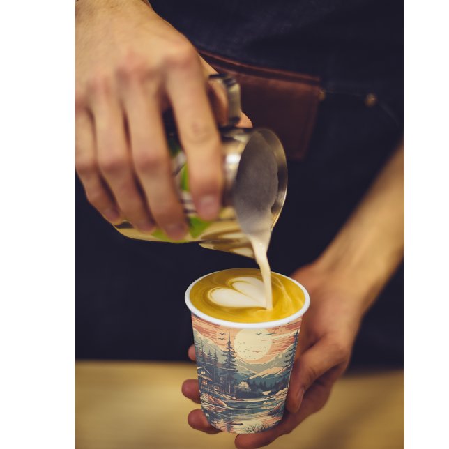 Scandinavian Retro Art mountain home Paper Cups (Creator Uploaded)