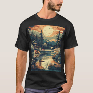Scandinavian Retro Art mountain home T-Shirt