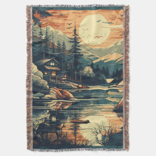 Scandinavian Retro Art mountain home Throw Blanket
