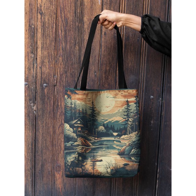 Scandinavian Retro Art mountain home Tote Bag (Creator Uploaded)