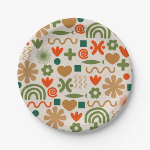 Scandinavian Retro Christmas Pattern  Paper Plate