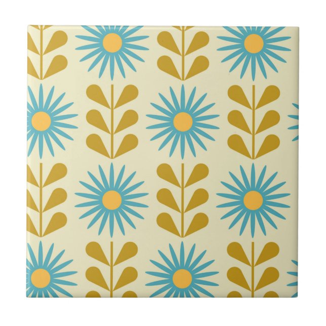 Scandinavian retro floral pattern,retro flower,vin ceramic tile (Front)