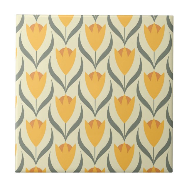 Scandinavian retro floral pattern,retro flower,vin ceramic tile (Front)