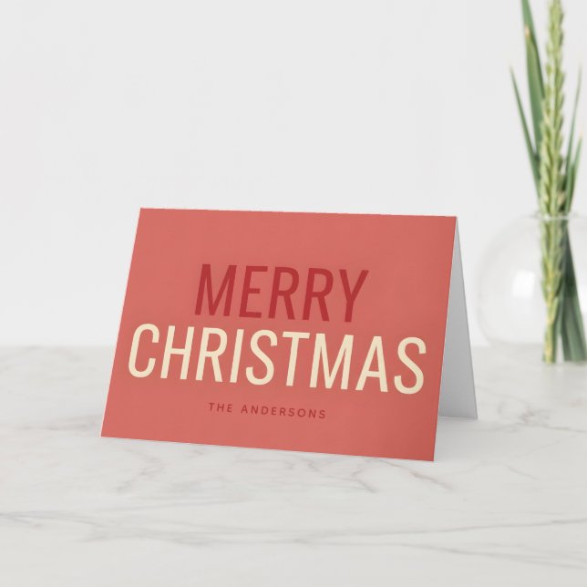Scandinavian Retro Script Merry Christmas Holiday Card (Front)
