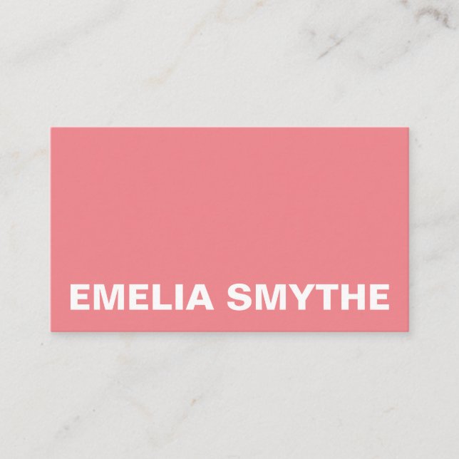Scandinavian Rose Pink Minimalist Simple Colourful Business Card (Front)