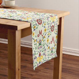 Scandinavian Rosemaling Monogram Pattern Nordic Short Table Runner