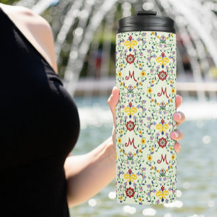 Scandinavian Rosemaling Monogram Pattern Nordic Thermal Tumbler