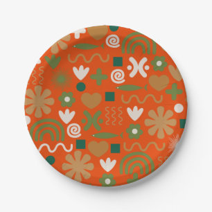 Scandinavian Rustic Retro Pattern  Paper Plate