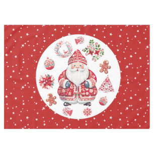 Scandinavian Santa Claus Red Medium Tablecloth