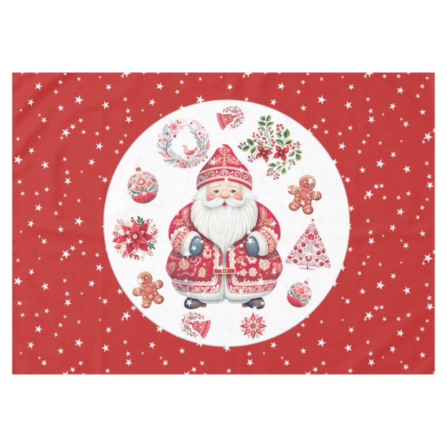 Scandinavian Santa Claus Red Medium Tablecloth (Front (Horizontal))