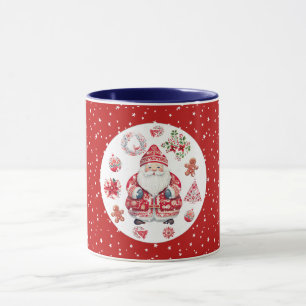 Scandinavian Santa Claus Red Mug