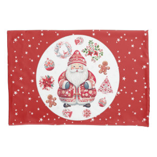 Scandinavian Santa Claus Red Pillowcase
