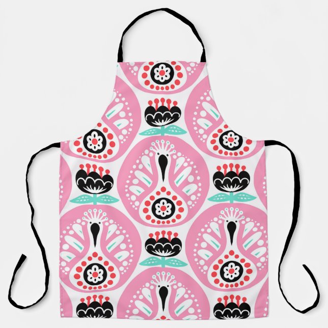 Scandinavian seamless folk art pattern with cute b apron (Front)