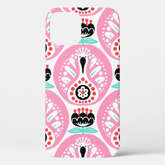 Scandinavian seamless folk art pattern with cute b Case-Mate iPhone case (Back)