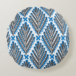 Scandinavian seamless folk art pattern with cute t round cushion