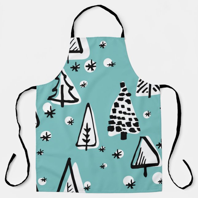Scandinavian seamless pattern of Christmas tree ha Apron (Front)