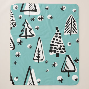 Scandinavian seamless pattern of Christmas tree ha Sherpa Blanket