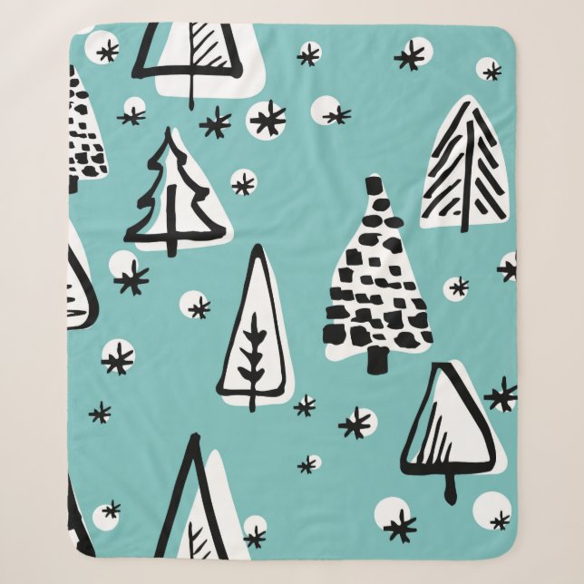 Scandinavian seamless pattern of Christmas tree ha Sherpa Blanket (Front)