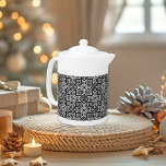 Scandinavian Selburose Christmas Pattern<br><div class="desc">Beautiful teapot for the Winter features a festive Scandinavian / Norwegian Selburose Christmas variation knit pattern in black and white</div>