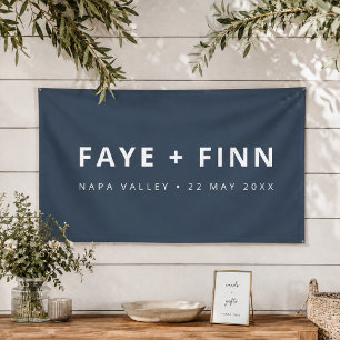 Scandinavian Smoke Blue Minimalist Wedding Banner