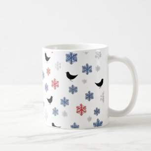 Scandinavian Snowfall – Minimalist Red, White  Coffee Mug