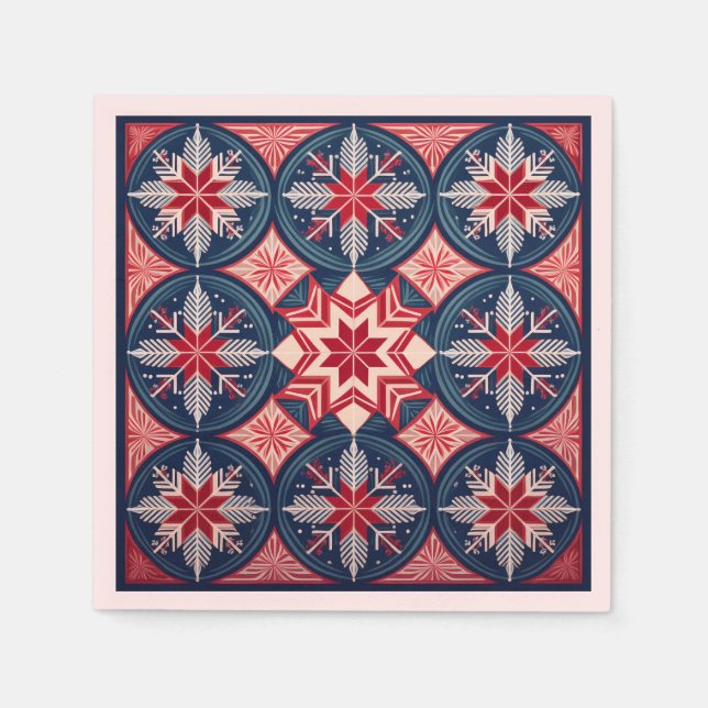 Scandinavian Snowflake Christmas Napkin (Front)