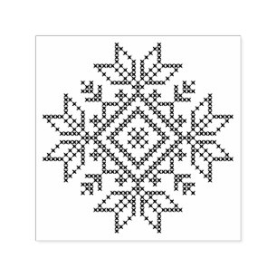 Scandinavian snowflake, christmas winter knitting self-inking stamp