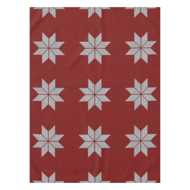 Scandinavian Snowflake Cross Stitch Table Cloth (Front)