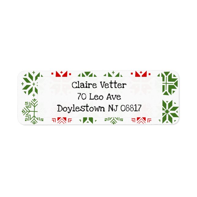 Scandinavian Snowflakes Return Address Label (Front)
