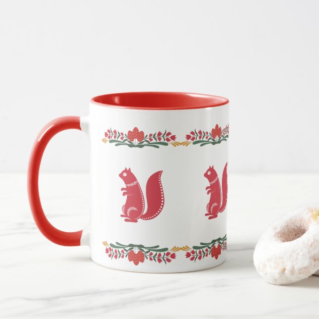 Scandinavian Squirrel Mug (With Donut)