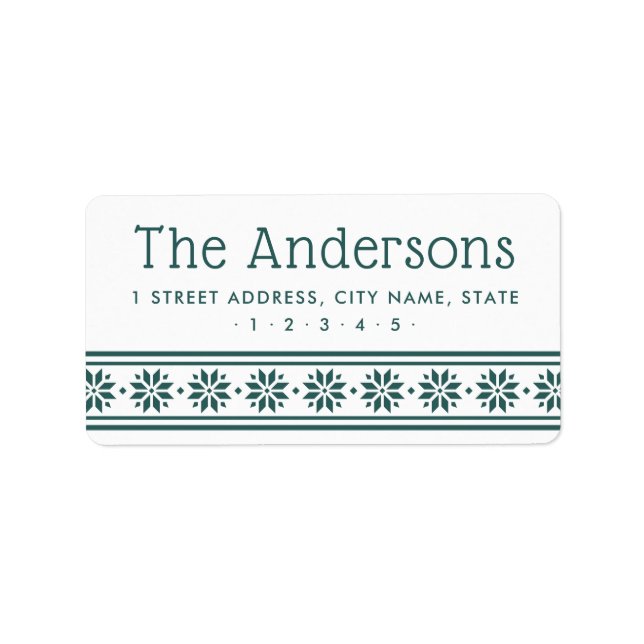 Scandinavian star border pine green return address label (Front)