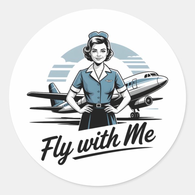 Scandinavian stewardess  classic round sticker (Front)