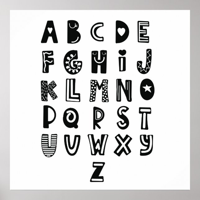 Scandinavian style, Alphabet. Poster (Front)