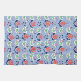 Scandinavian Style Art Kitchen Towel Birds on Blue