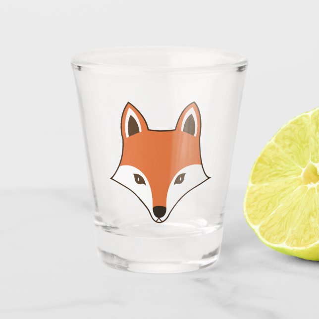 Scandinavian Style Cartoon Fox Face Shot Glass (Front)