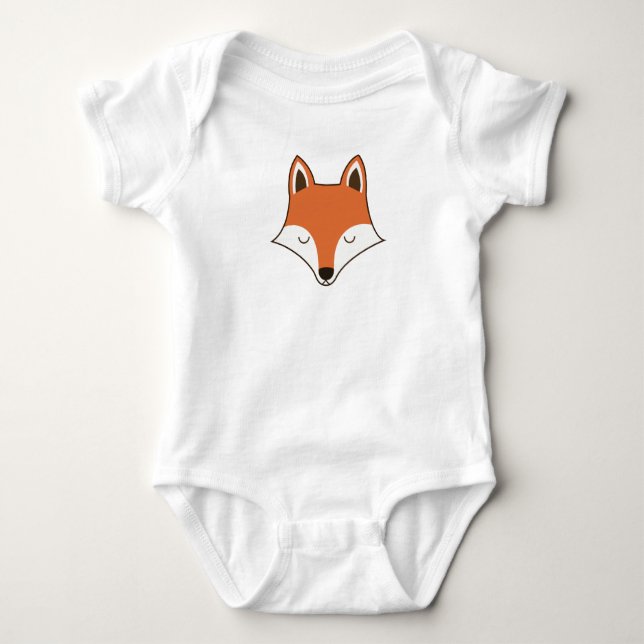 Scandinavian Style Cartoon Sleeping Fox Face Baby Bodysuit (Front)
