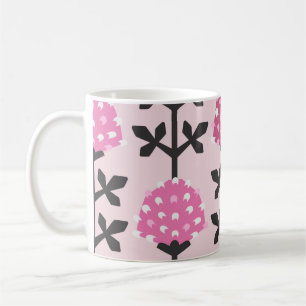 Scandinavian style clover floral vintage seamless coffee mug