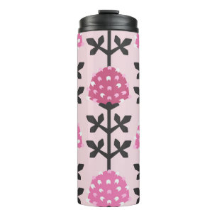 Scandinavian style clover floral vintage seamless thermal tumbler