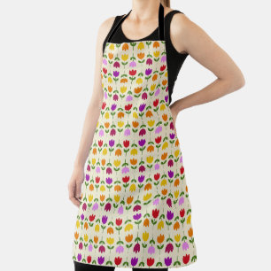 Scandinavian Style Col on Crm Flower Rpt Pattern Apron