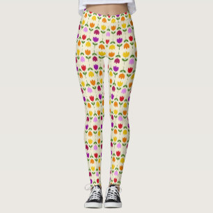 Scandinavian Style Colour on Crm Flower Pattern Leggings