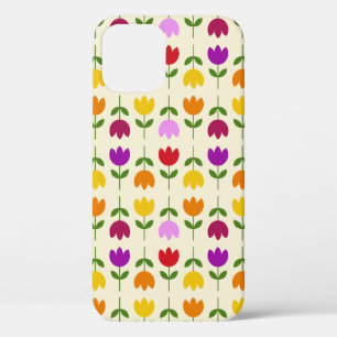 Scandinavian Style Colourful on Crm Flower Pattern iPhone 12 Pro Case