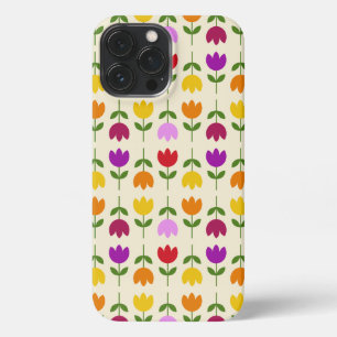 Scandinavian Style Colourful on Crm Flower Pattern iPhone 13 Pro Max Case