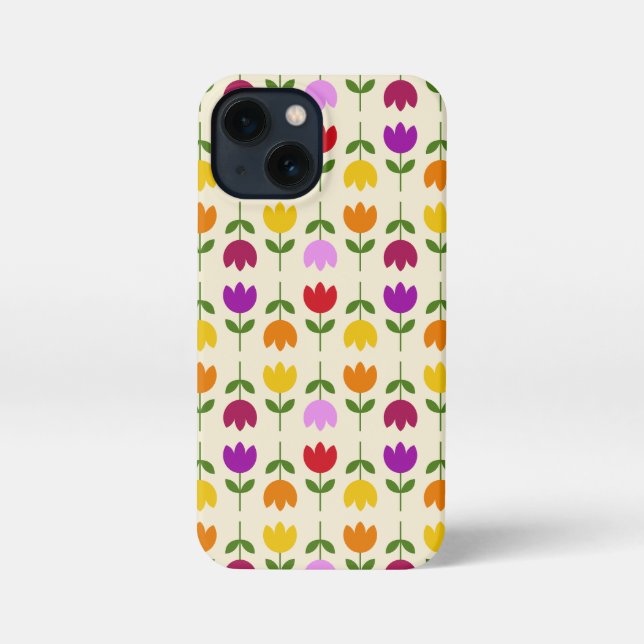 Scandinavian Style Colourful on Crm Flower Pattern iPhone Case (Back)
