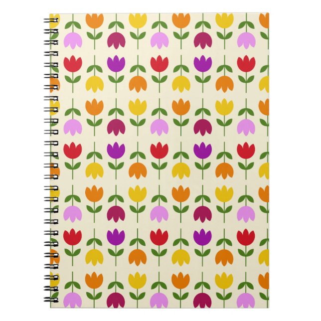 Scandinavian Style Colourful on Crm Flower Pattern Notebook (Front)