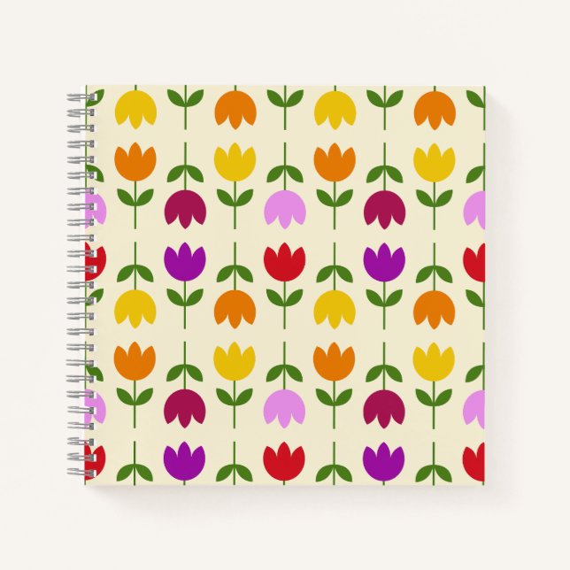 Scandinavian Style Colourful on Crm Flower Pattern Notebook (Front)